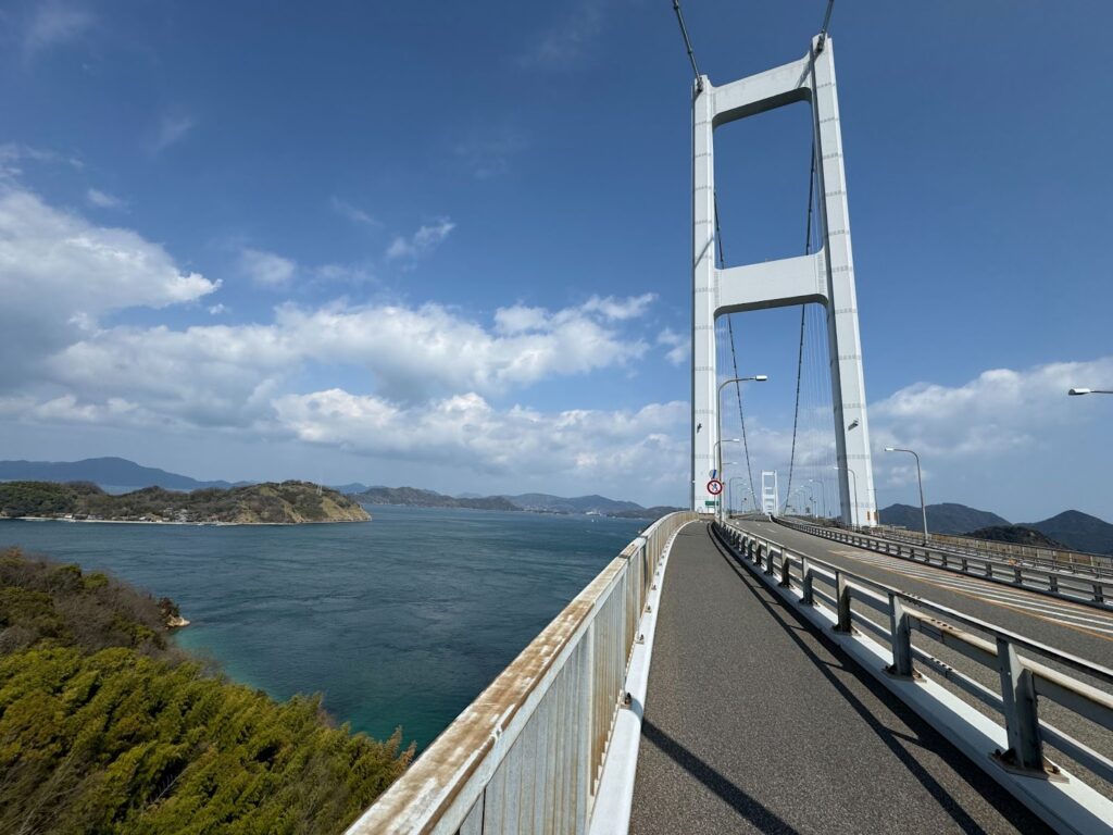 Kurushima-Kaikyo suspension bridge on the Shimanami Kaido over Japan's Seto Inland Sea