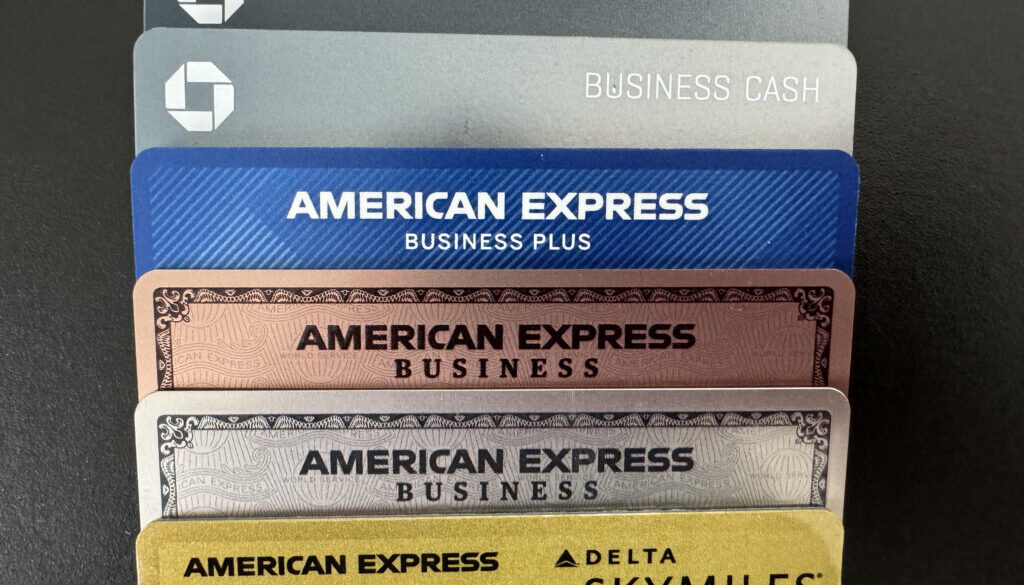 Business credit cards from American Express and Chase, including AMEX platinum